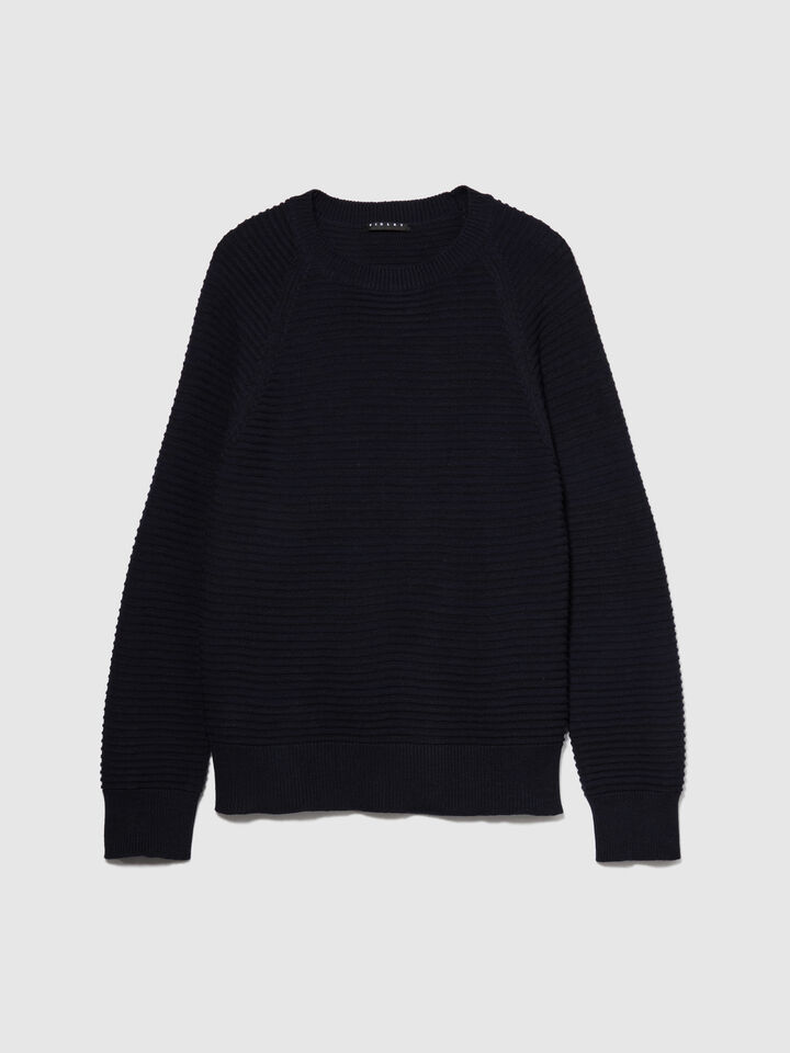 Solid colored sweater - women's crew neck sweaters - Dark Blue | Sisley image number 6